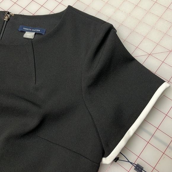 TOMMY HILFIGER NWT Classic Short SLV Career Preppy Black/White Sheath Dress 10 - Picture 13 of 15